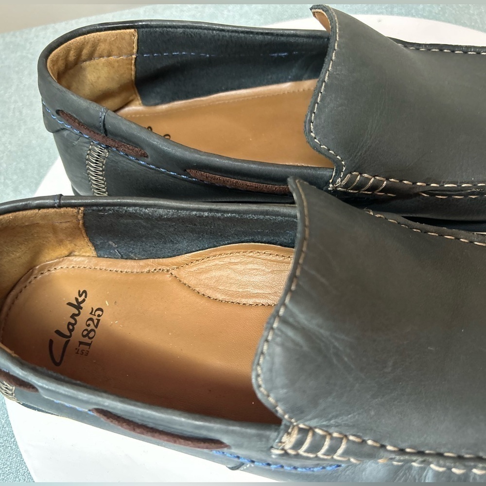 Clarks Kelan Lane Navy Leather Loafers Men’s Size 11 - Picture 5 of 14
